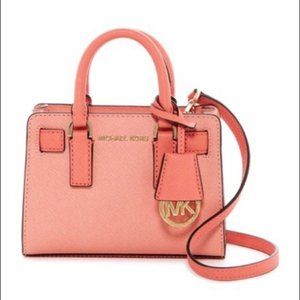 Michael Kors Dillon Mini Leather Crossbody Peach